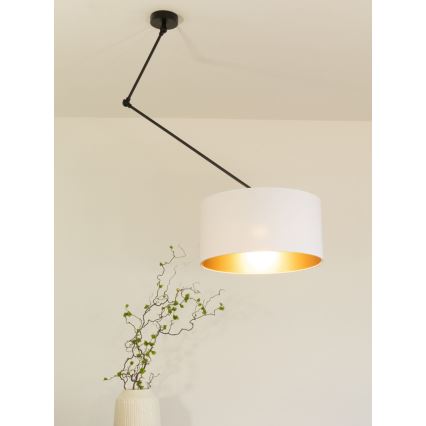 Suspension LED réglable sur tige GORTA 1xE27/60W/230V blanc/doré