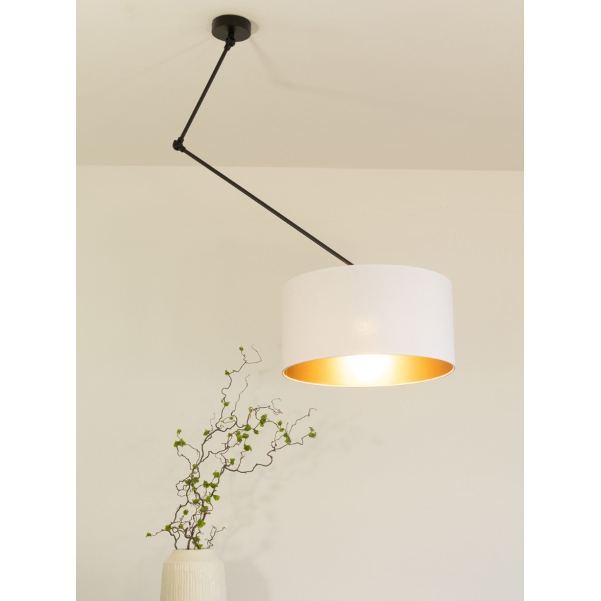 Suspension LED réglable sur tige GORTA 1xE27/60W/230V blanc/doré