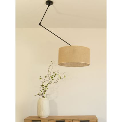 Suspension LED réglable sur tige GORTA 1xE27/60W/230V jute