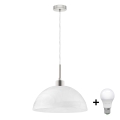 Suspension LED sur câble 1xE27/60W/230V blanche/transparente