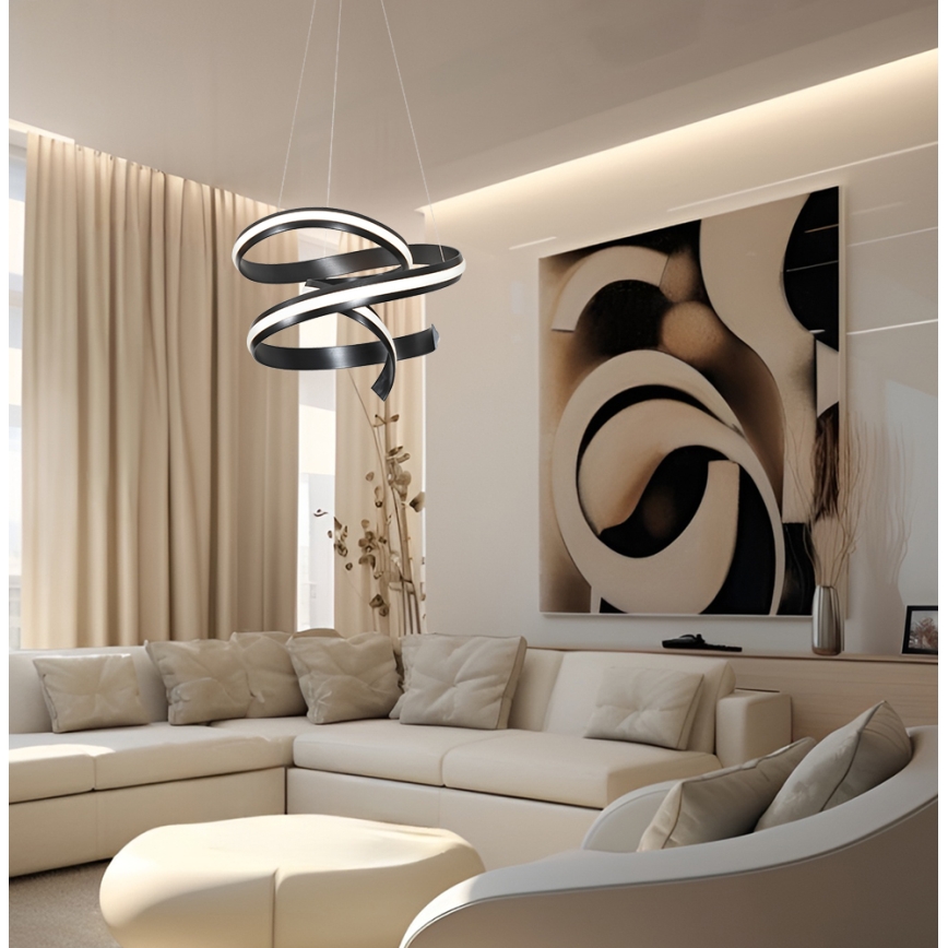 Suspension LED sur câble AREZIA LED/62W/230V noire
