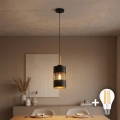 Suspension LED sur câble BOGART 1xE27/15W/230V noir/doré