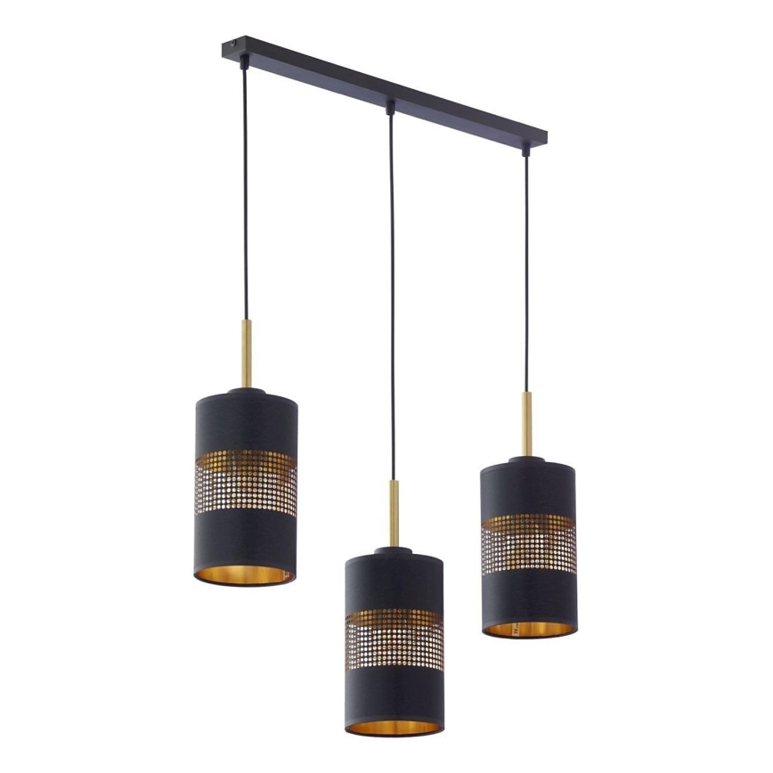 Suspension LED sur câble BOGART 3xE27/15W/230V noir/doré