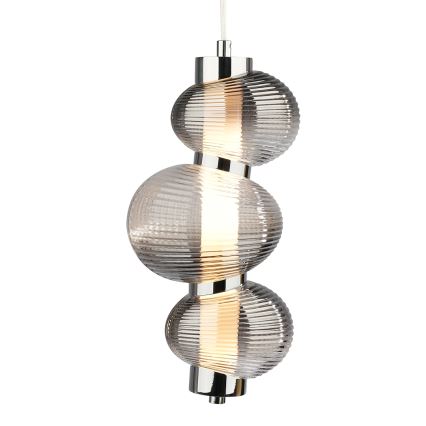 Suspension LED sur câble BOLLA LED/12W/230V Ø 16 cm, chrome brillant / gris fumé