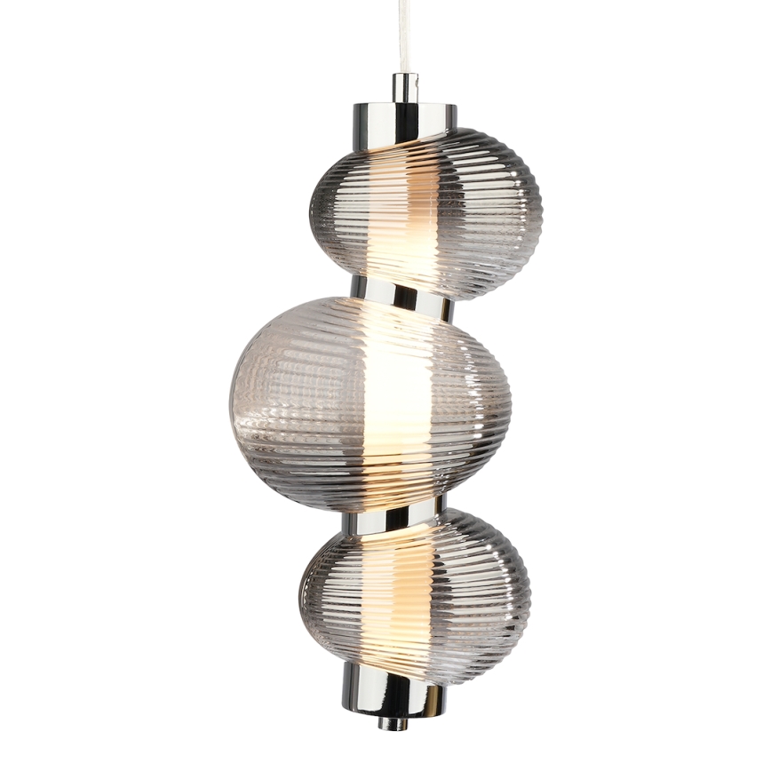 Suspension LED sur câble BOLLA LED/12W/230V Ø 16 cm, chrome brillant / gris fumé