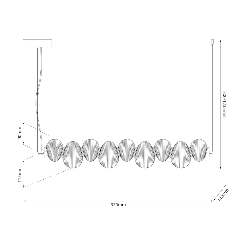 Suspension LED sur câble BOLLA LED/32W/230V doré/beige fumé