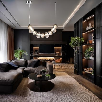 Suspension LED sur câble BOLLA LED/36W/230V chrome brillant/gris fumé