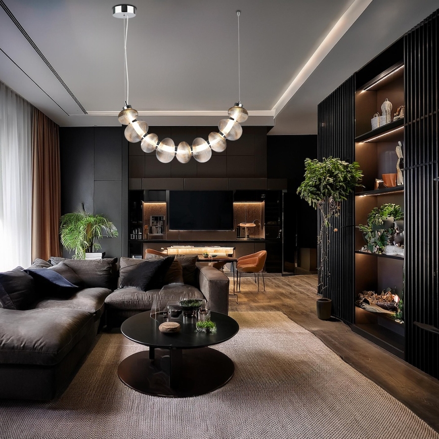 Suspension LED sur câble BOLLA LED/36W/230V chrome brillant/gris fumé