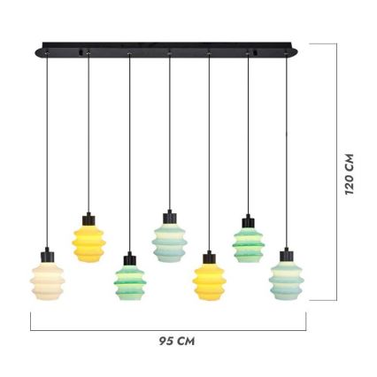 Suspension LED sur câble CACTUS 7xLED/2,8W/230V 3000K vert/jaune/blanc