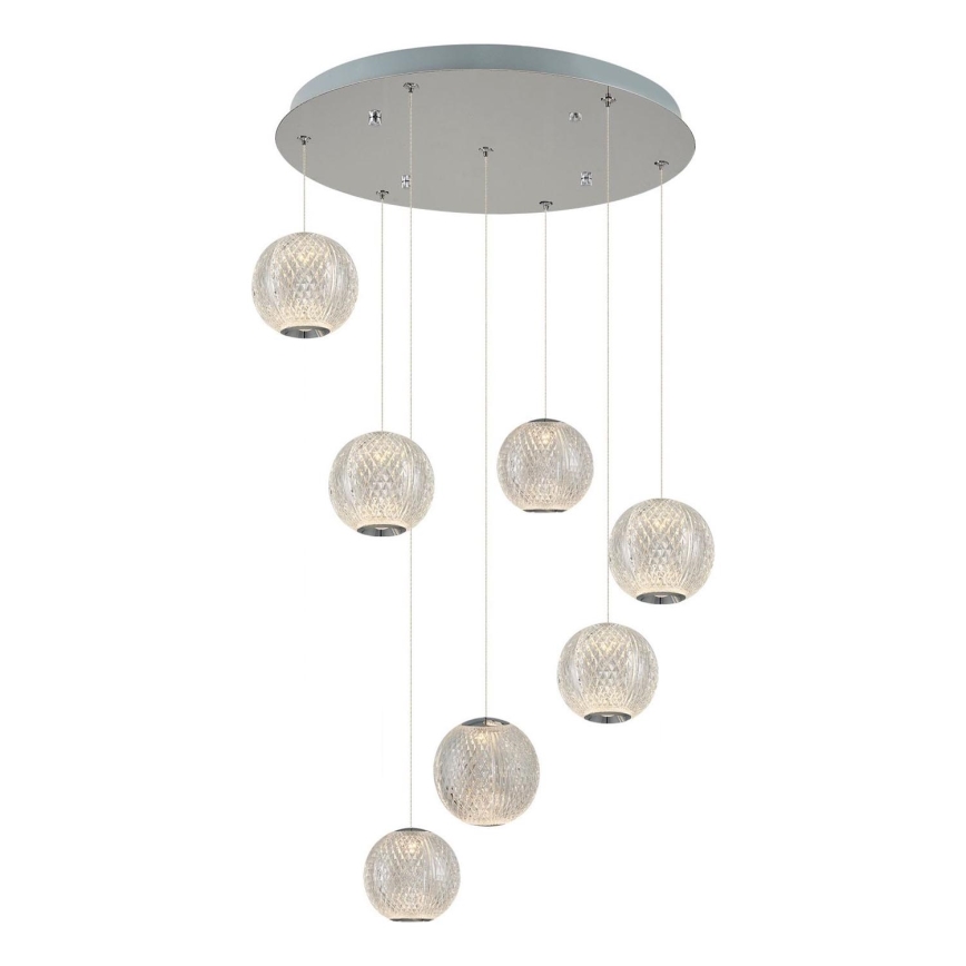 Suspension LED sur câble CREMONA 7xLED/5W/230V 3000K chrome mat