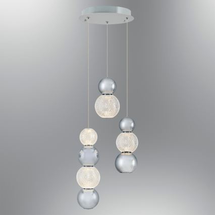 Suspension LED sur câble CREMONA LED/17W/230V 3000K chrome mat
