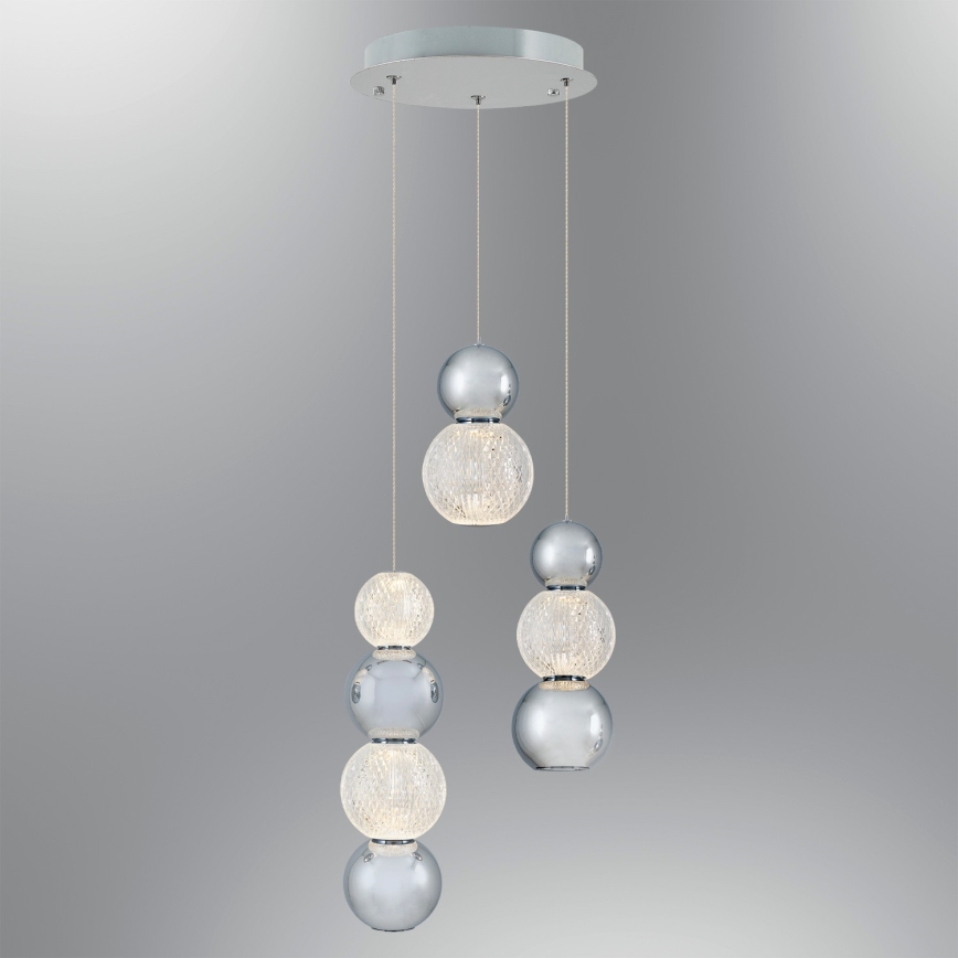 Suspension LED sur câble CREMONA LED/17W/230V 3000K chrome mat
