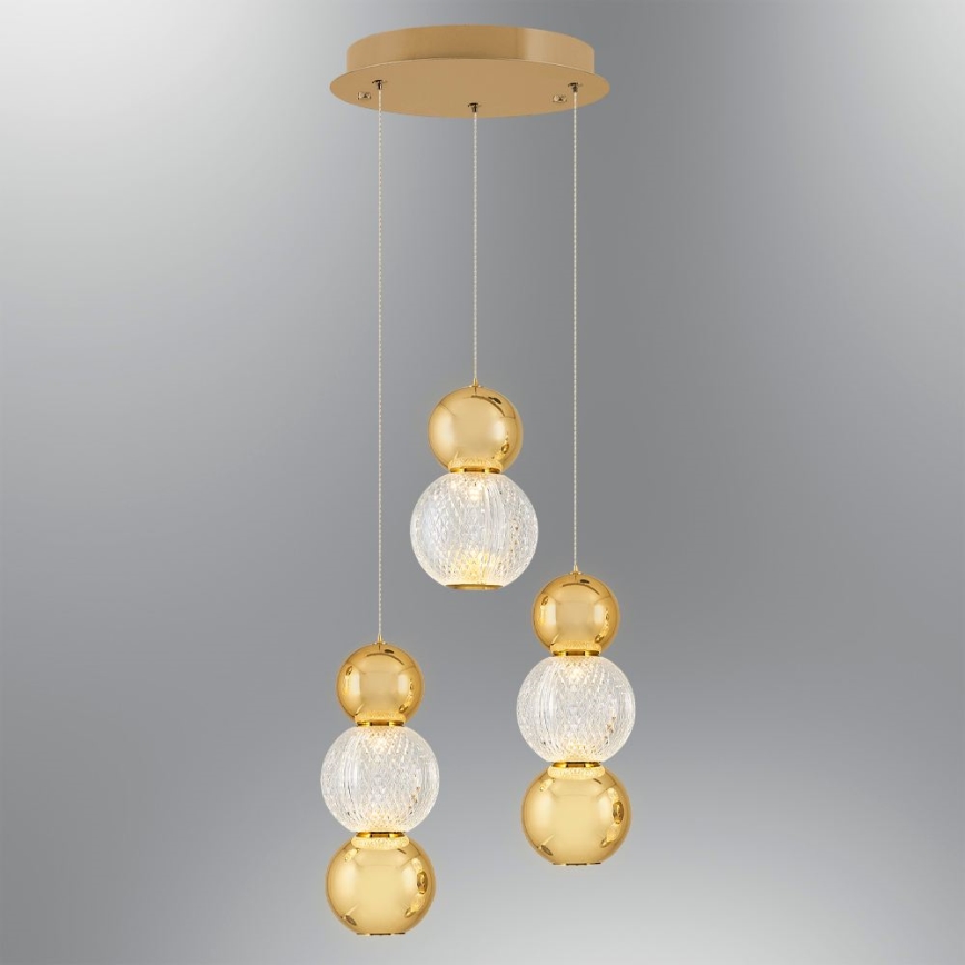 Suspension LED sur câble CREMONA LED/17W/230V 3000K dorée
