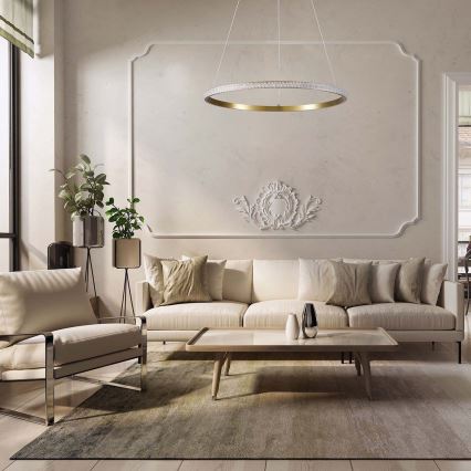 Suspension LED sur câble DIANA 25W/230V 4000K Ø 50 cm dorée