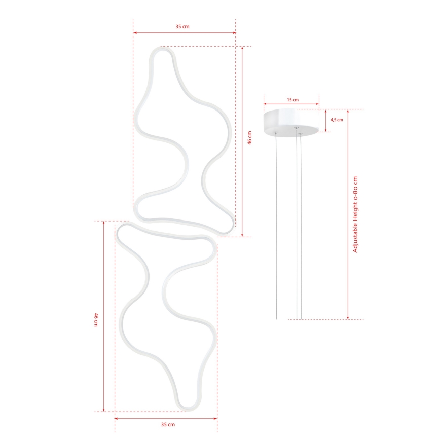 Suspension LED sur câble DUPLE ARTISAN LED/80W/230V 6500K blanc