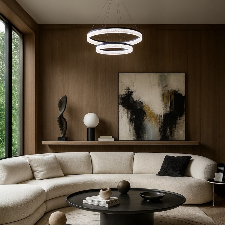Suspension LED sur câble GALA, 54 W, 230 V, Ø 60 cm, argentée