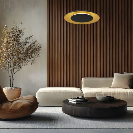 Suspension LED sur câble PIATTINO, 30W, 230V, 2700/3200/4000K, Ø 40 cm, noir/doré