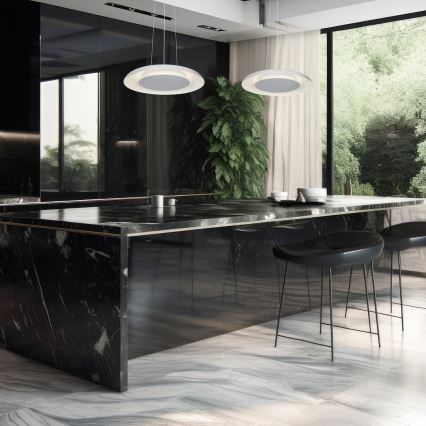 Suspension LED sur câble PIATTINO — 30 W, 230 V, 2700/3200/4000 K, Ø 40 cm, blanc