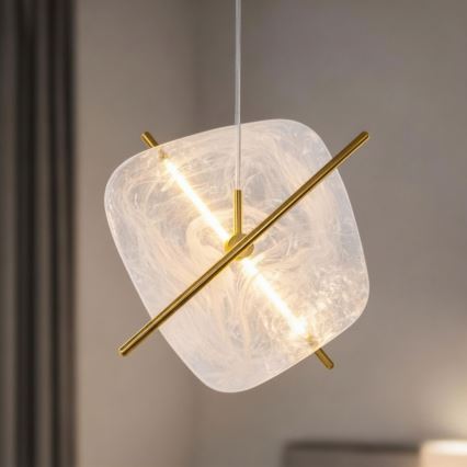 Suspension LED sur câble RELAX LED/15W/230V doré/blanc