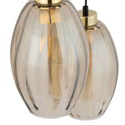 Suspension LED sur câble SEBO 3xE27/15W/230V noir/beige fumé