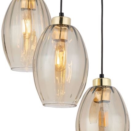 Suspension LED sur câble SEBO 3xE27/15W/230V noir/beige fumé