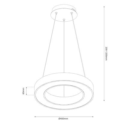 Suspension LED sur câble UNION, 40 W, 230 V, 3000/4000/6500 K, Ø 40 cm, finition dorée