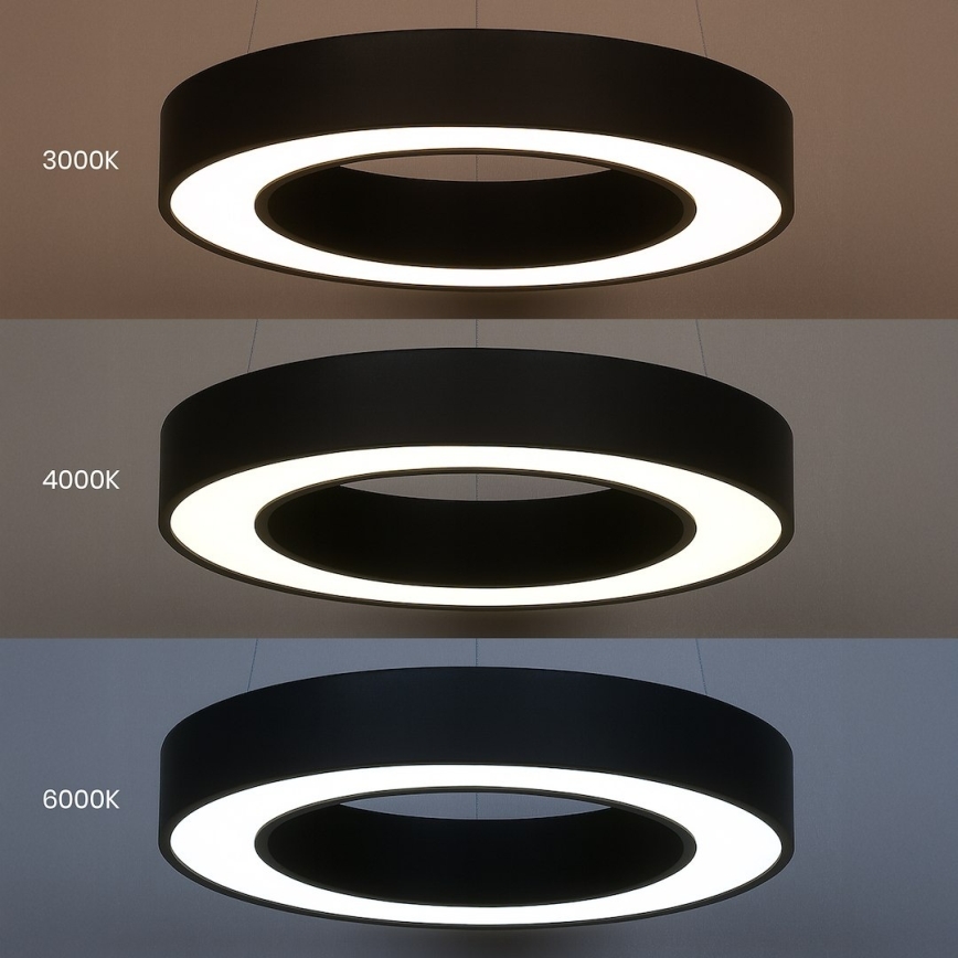 Suspension LED sur câble UNION, 40 W, 230 V, 3000/4000/6500 K, Ø 40 cm, noire
