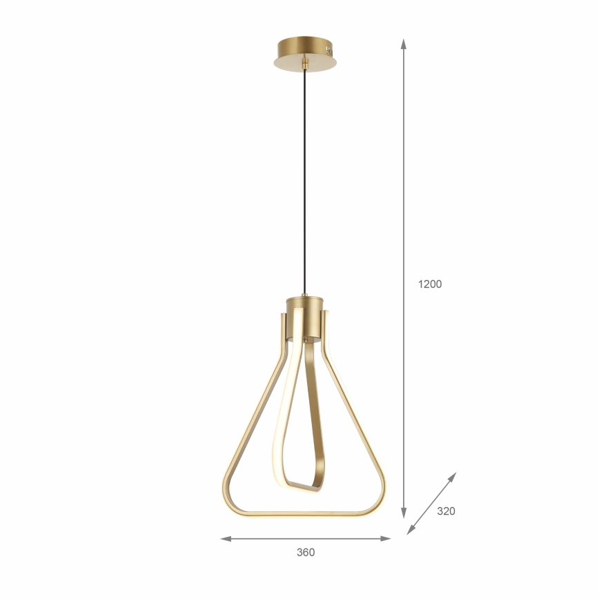 Suspension LED sur câble ZING LED/19W/230V dorée