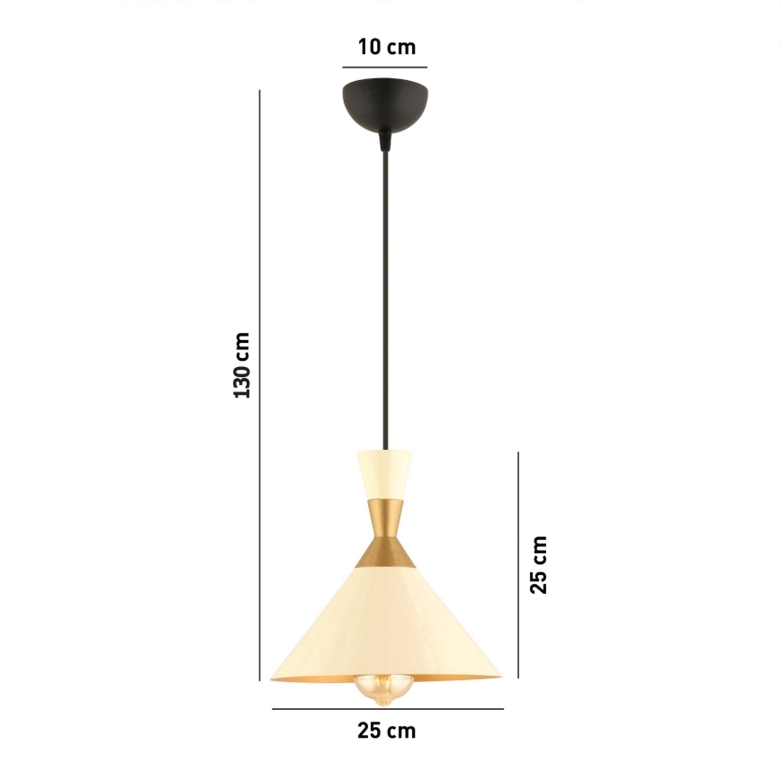 Suspension MONZA 1xE27/40W/230V diamètre 25 cm crème/or