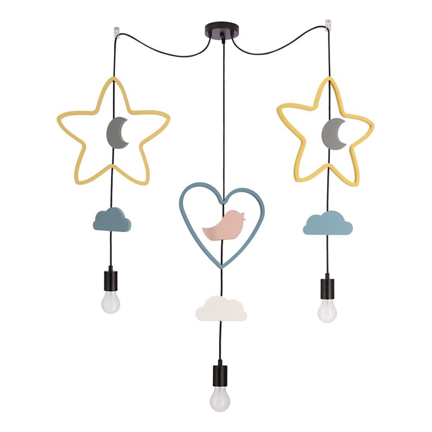 Suspension pour chambre d'enfant TRIO 3xE27/20W/230V, jaune/bleu/gris