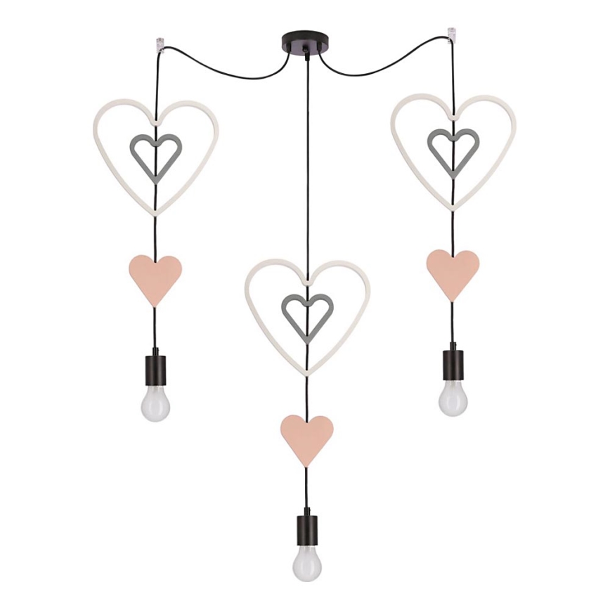 Suspension pour chambre d'enfant TRIO 3xE27/20W/230V rose/blanc/gris