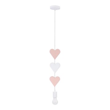 Suspension pour enfant à câble HEART 1xE27/20W/230V rose/blanc