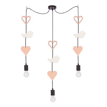 Suspension pour enfants sur câble TRIO 3xE27/20W/230V rose/blanc