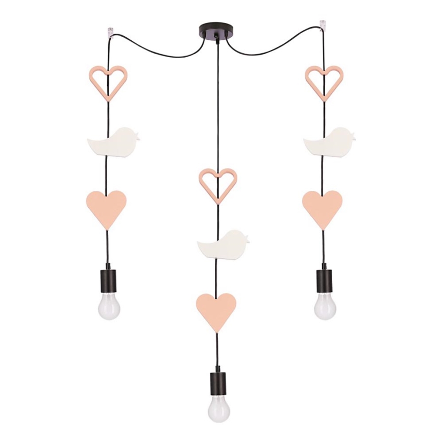 Suspension pour enfants sur câble TRIO 3xE27/20W/230V rose/blanc