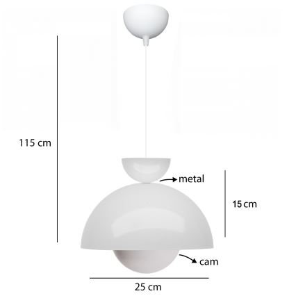 Suspension SALVA 1xE27/15W/230V blanche