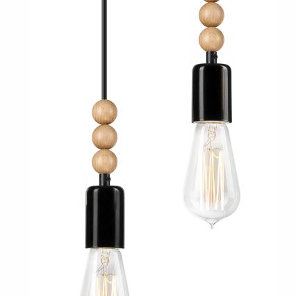 Suspension à câble SIMON 3xE27/60W/230V hêtre