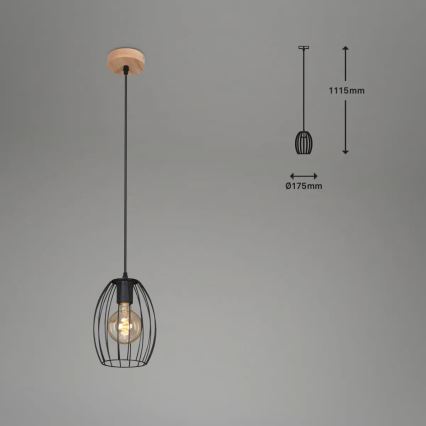 Suspension sur câble 1xE27/60W/230V noir