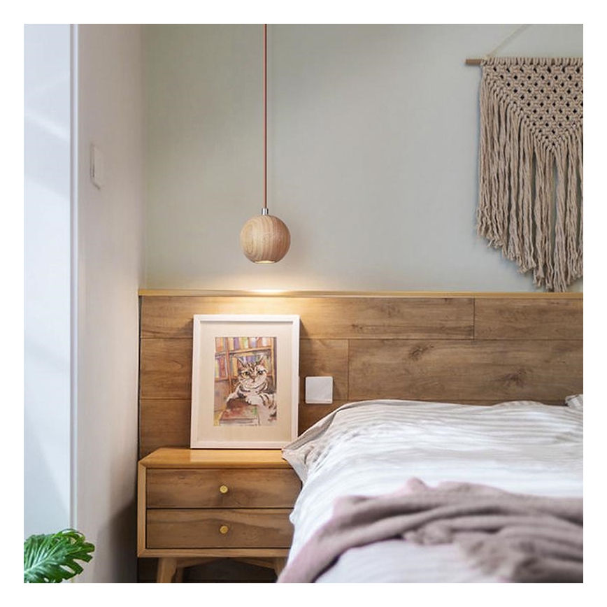 Suspension sur câble 1xGU10/10W/230V Ø 11 cm, frêne massif