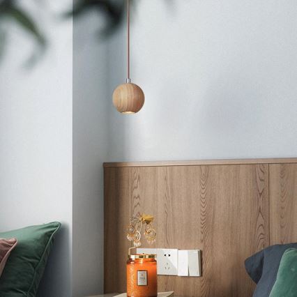 Suspension sur câble 1xGU10/10W/230V Ø 11 cm, frêne massif