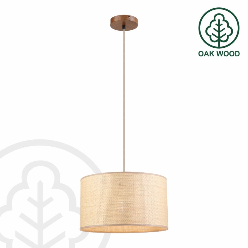 Suspension sur câble AIDA 1x E27/15W/230V Ø 35 cm chêne/raphia
