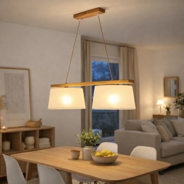 Suspension sur câble AIDA 2xE27/60W/230V Ø 35 cm chêne