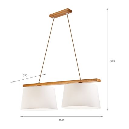 Suspension sur câble AIDA 2xE27/60W/230V Ø 35 cm en chêne