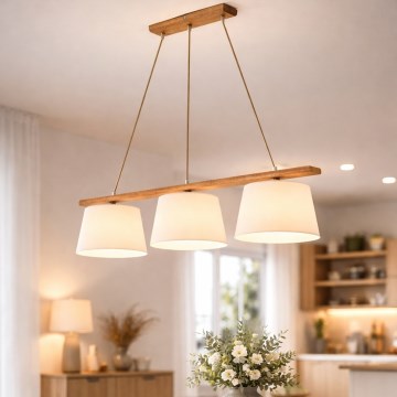 Suspension sur câble AIDA 3xE27/60W/230V Ø 25 cm chêne