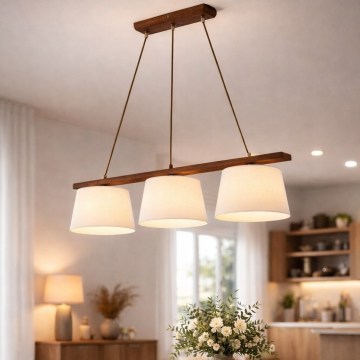 Suspension sur câble AIDA 3xE27/60W/230V Ø 25 cm chêne/noyer