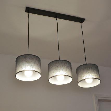 Suspension sur câble ALBA 3xE27/15W/230V grise