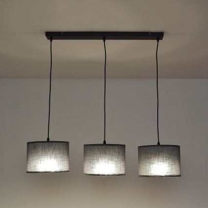 Suspension sur câble ALBA 3xE27/15W/230V grise
