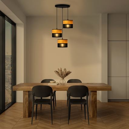 Suspension sur câble ALBA 3xE27/15W/230V Ø 40 cm noir/marron