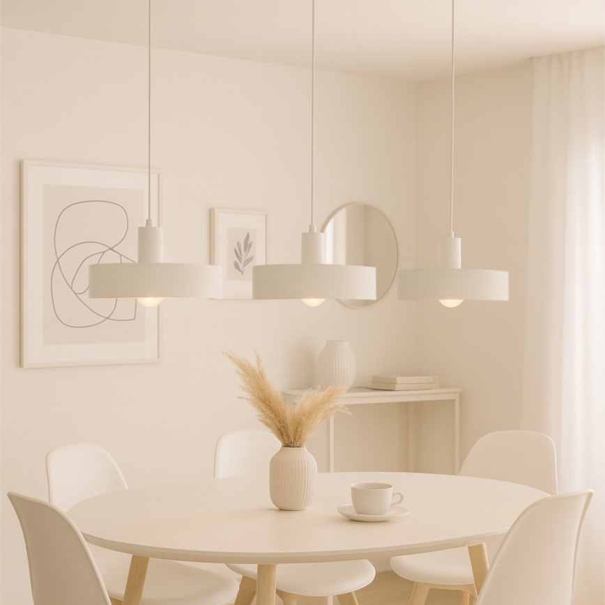 Suspension sur câble ARCANE 3xE27/60W/230V blanche