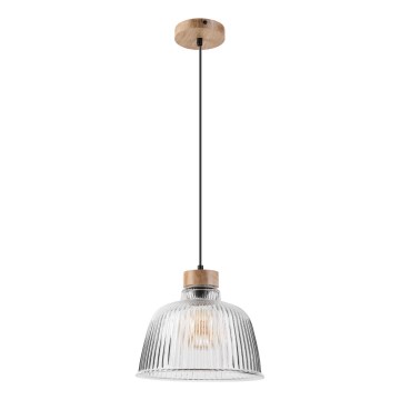 Suspension sur câble ASTA 1xE27/60W/230V Ø 28 cm chêne