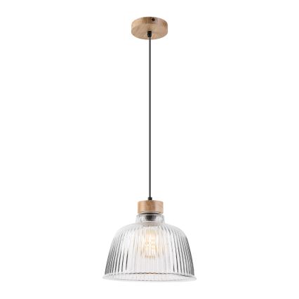 Suspension sur câble ASTA 1xE27/60W/230V Ø 28 cm chêne